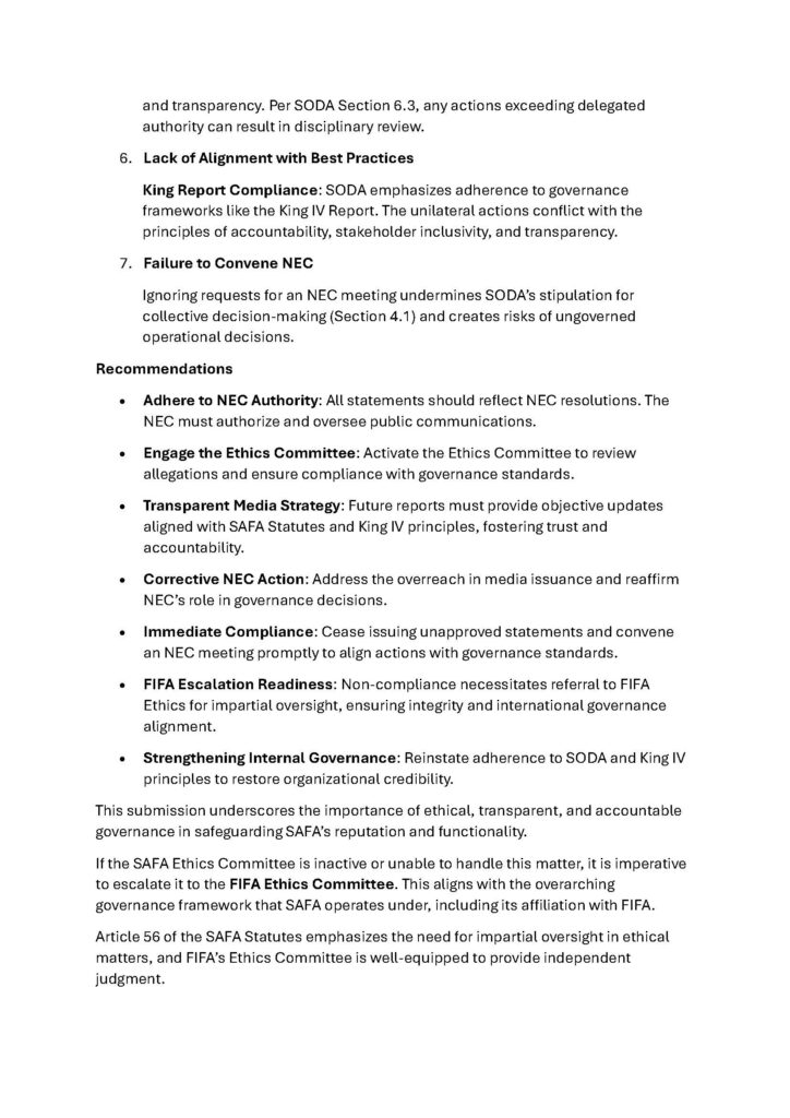 SAFA NEC Members Fed Up At Jordaan 2 ceo response Page 2