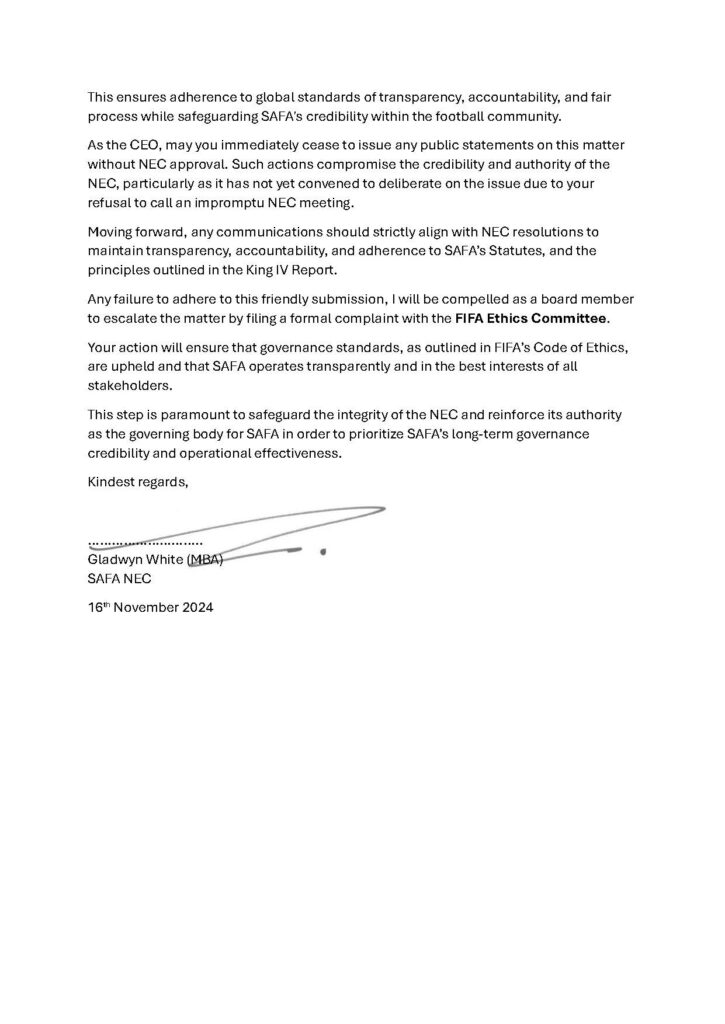 SAFA NEC Members Fed Up At Jordaan 3 ceo response Page 3