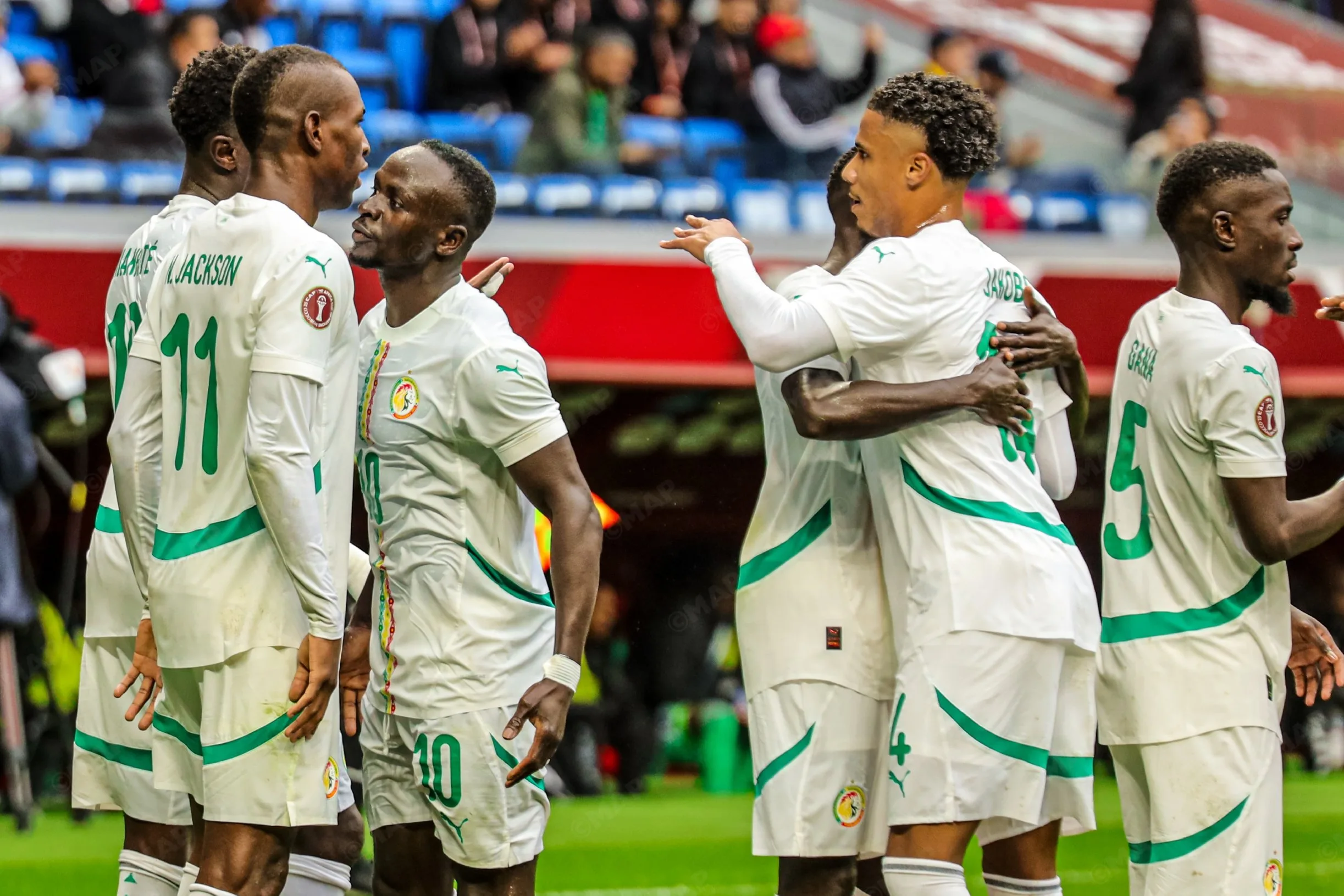 Sadio Mane, Nicolas Jackson celebrate the win over Botswana