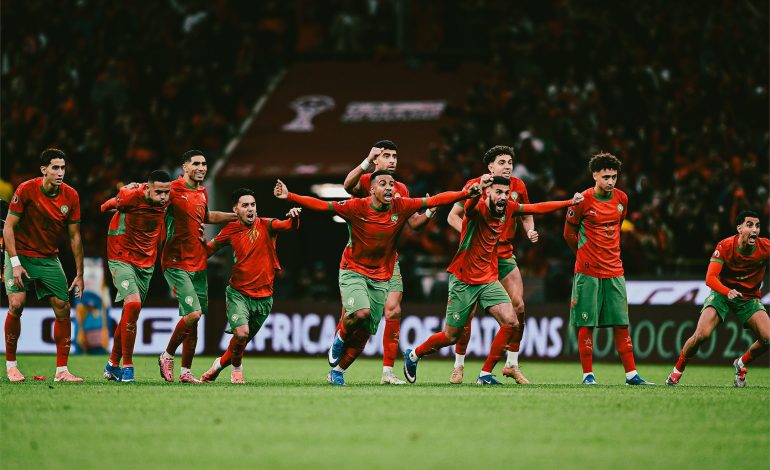 Morocco celebrate the win over Nigeria in the AFCON