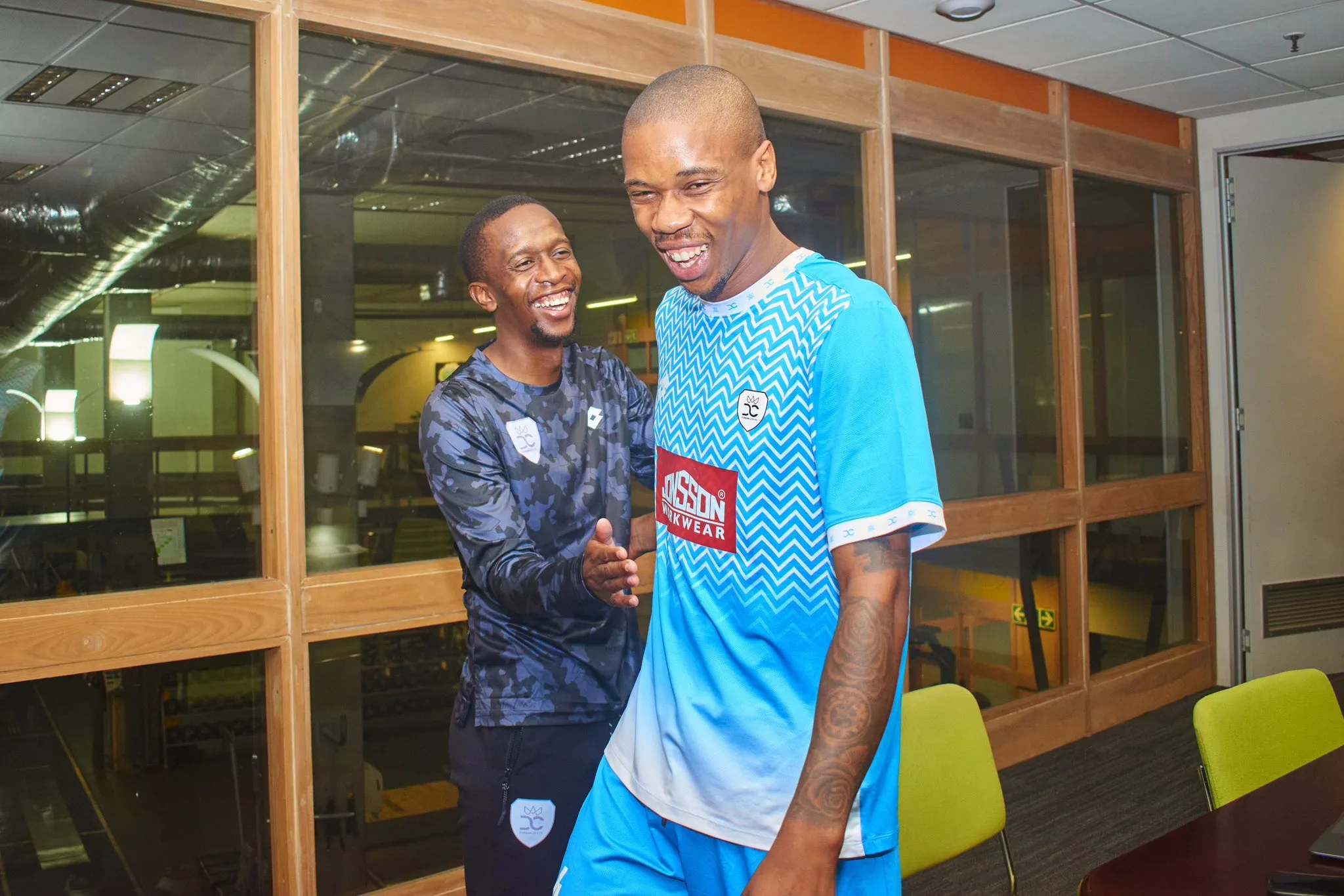 Sinethemba Badela smiling with Ayanda Gcaba