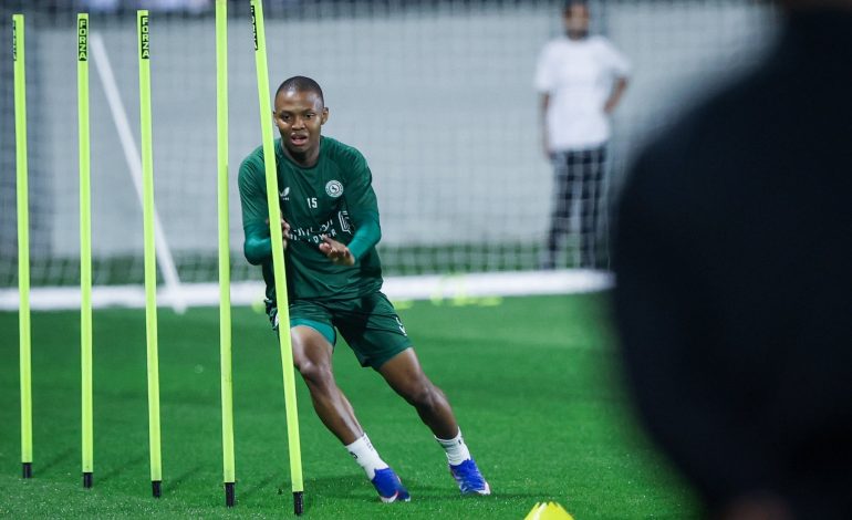 Mohau Nkota at Ettifaq training