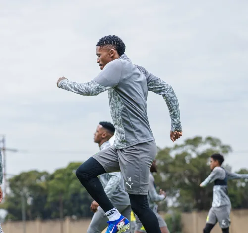 Monnapule Saleng at Sundowns training