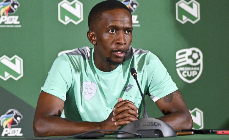 Sinethemba Badela at the Nedbank Cup press conference