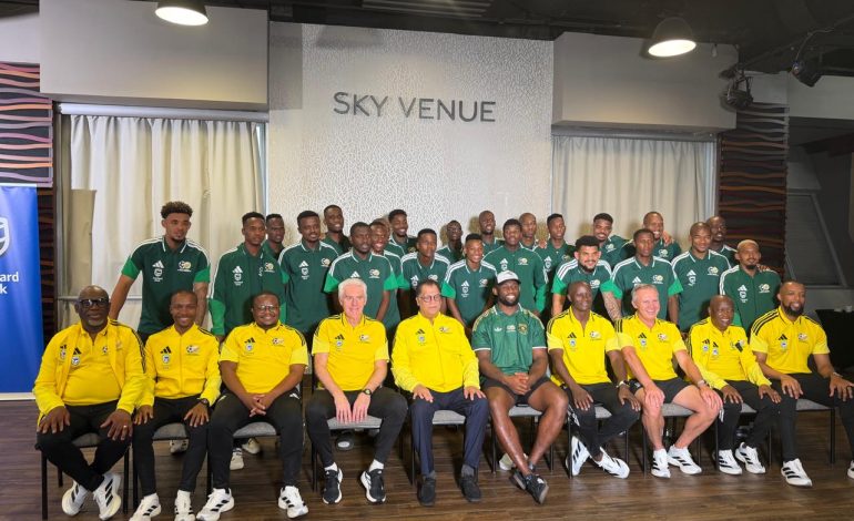 Danny Jordaan, Hugo Broos and Siya Kolisi