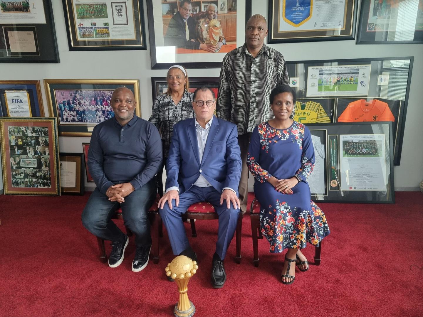 Coach Mosimane Visits SAFA House To Deliver Manual