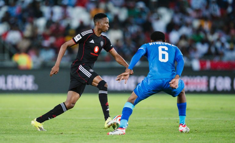 Ouaddou Urges Pirates To Maintain Momentum Against Siwelele 1 Thalente Mbatha against Richards Bay at Orlando Amstel Arena