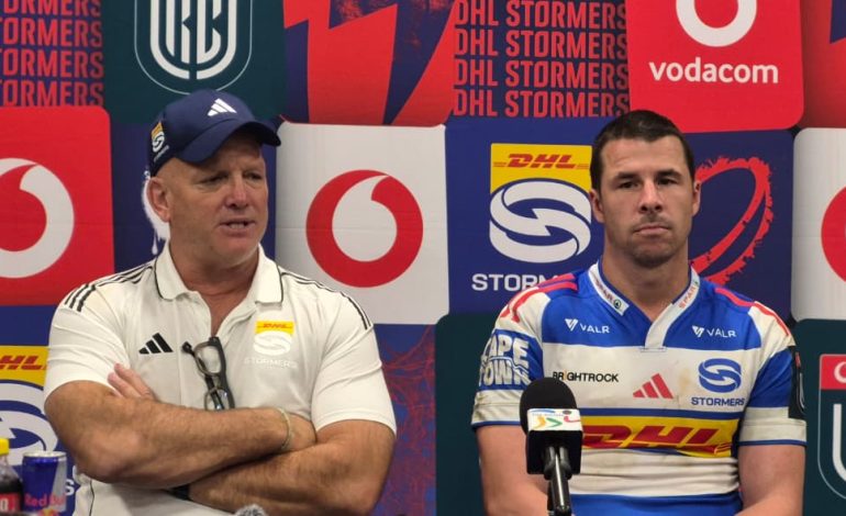 John Dobson and Ruan Nel at the post