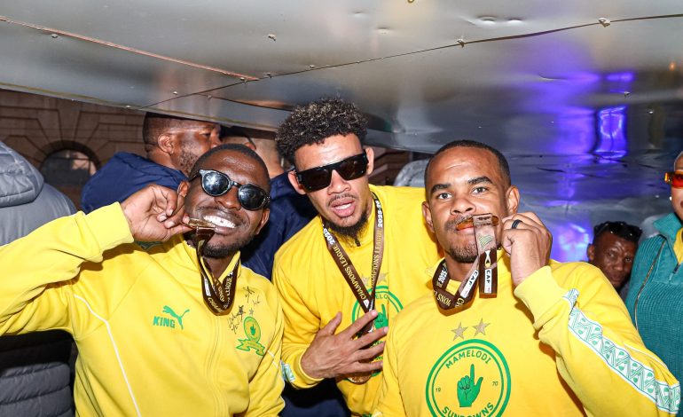 Modiba Demands CAF Champions League Title Defense 2 Aubrey Modiba, Williams and Rayners kissing Champions League medals