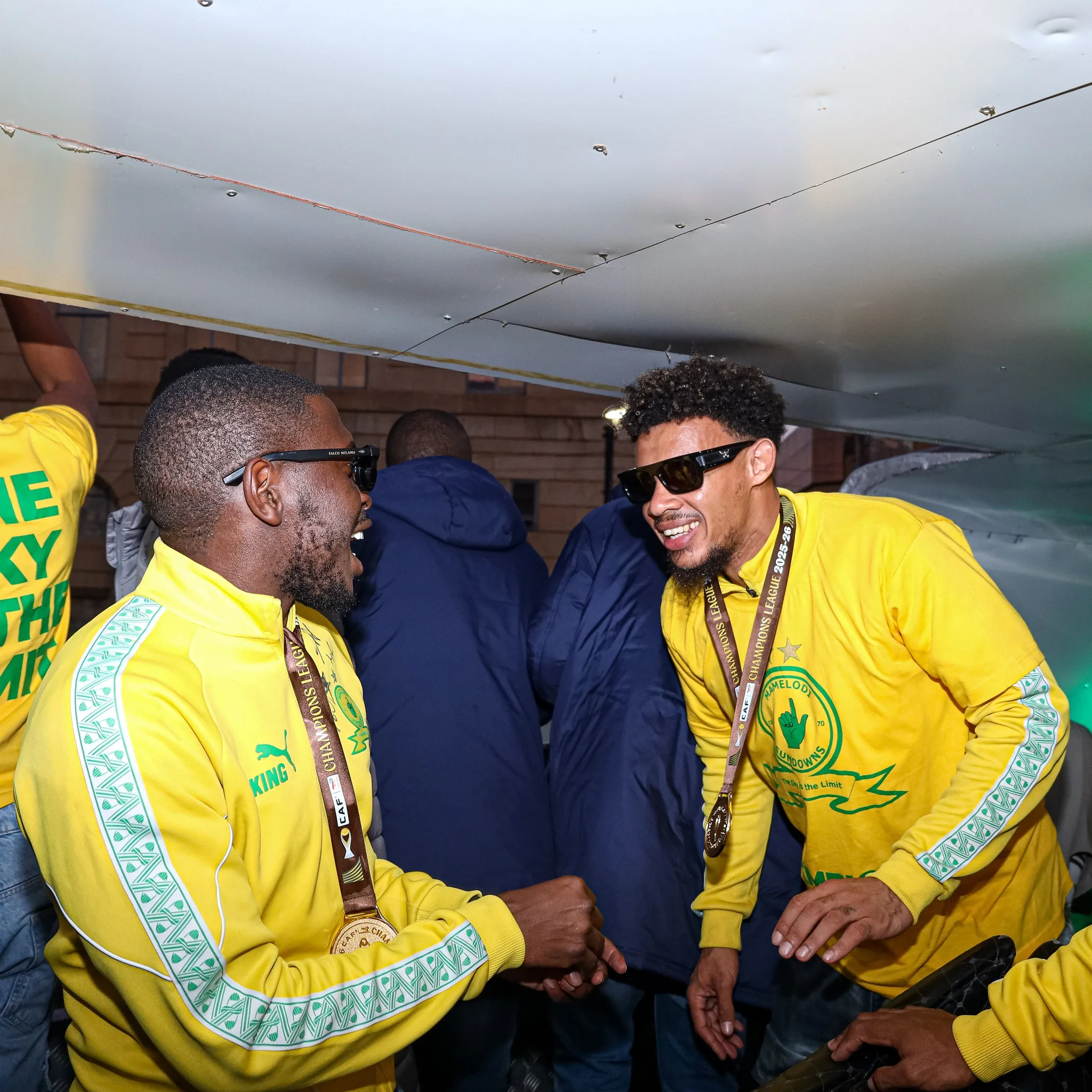 Williams Breaks Silence On Losing Title To Pirates 3 Aubrey Modiba and Ronwen Williams in Champions League parade