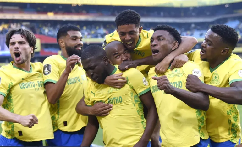 Sundowns Star Prays Orbit College Halts Pirates 2 Aubrey Modiba celebrate against FAR Rabat