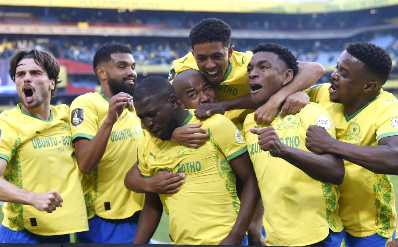 Sundowns Star Prays Orbit College Halts Pirates 3 Aubrey Modiba celebrate against FAR Rabat