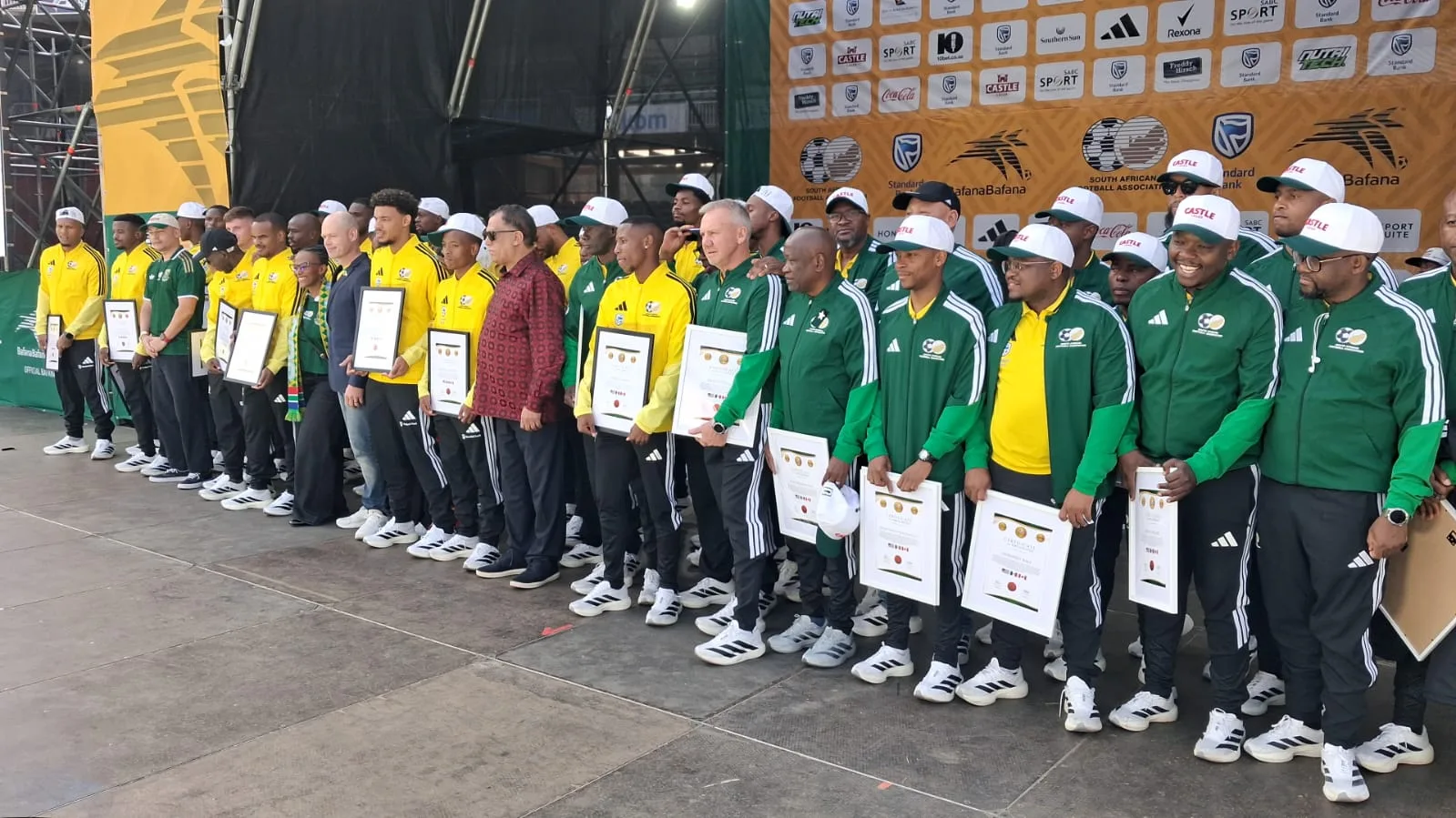 Bafana World Cup Visa Crisis 3 Bafana and the technical Staff receive their Certificates of Participating