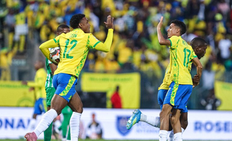 Adams Compares Leon To Zlatan Ahead Of CAF Final 1 Brayan Leon celebrate against Siwelele