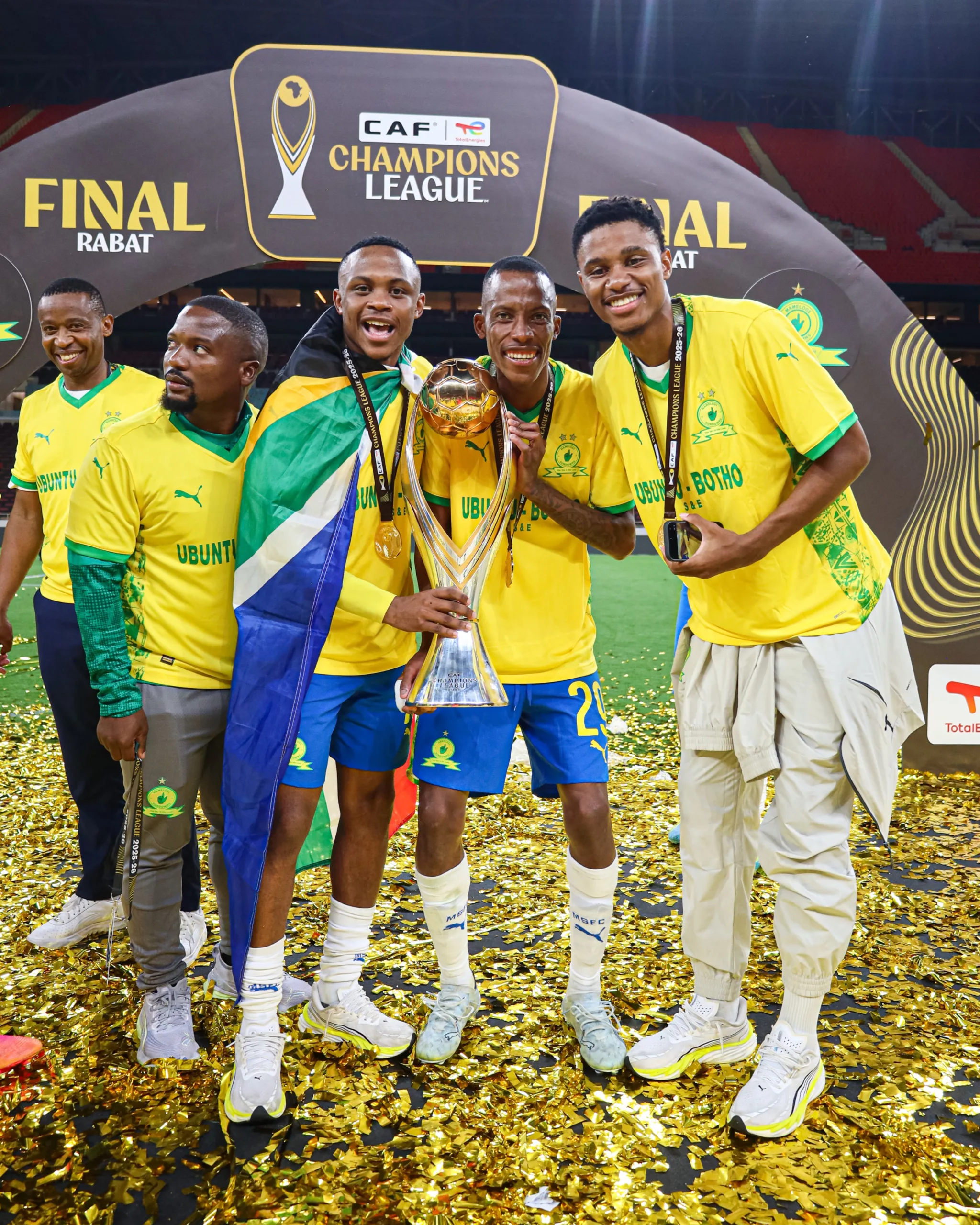 Kutlwano Letlhaku, Divine Lunga, Mali Khoza with Champions League