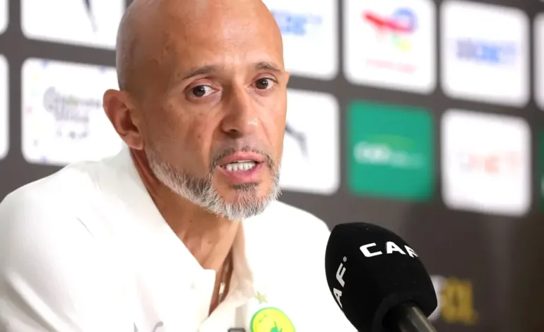 "Sundowns In His Heart" — Cardoso Reacts To Mosimane’s Massive Continental Message 2 Miguel Cardoso at the press conference against FAR Rabat