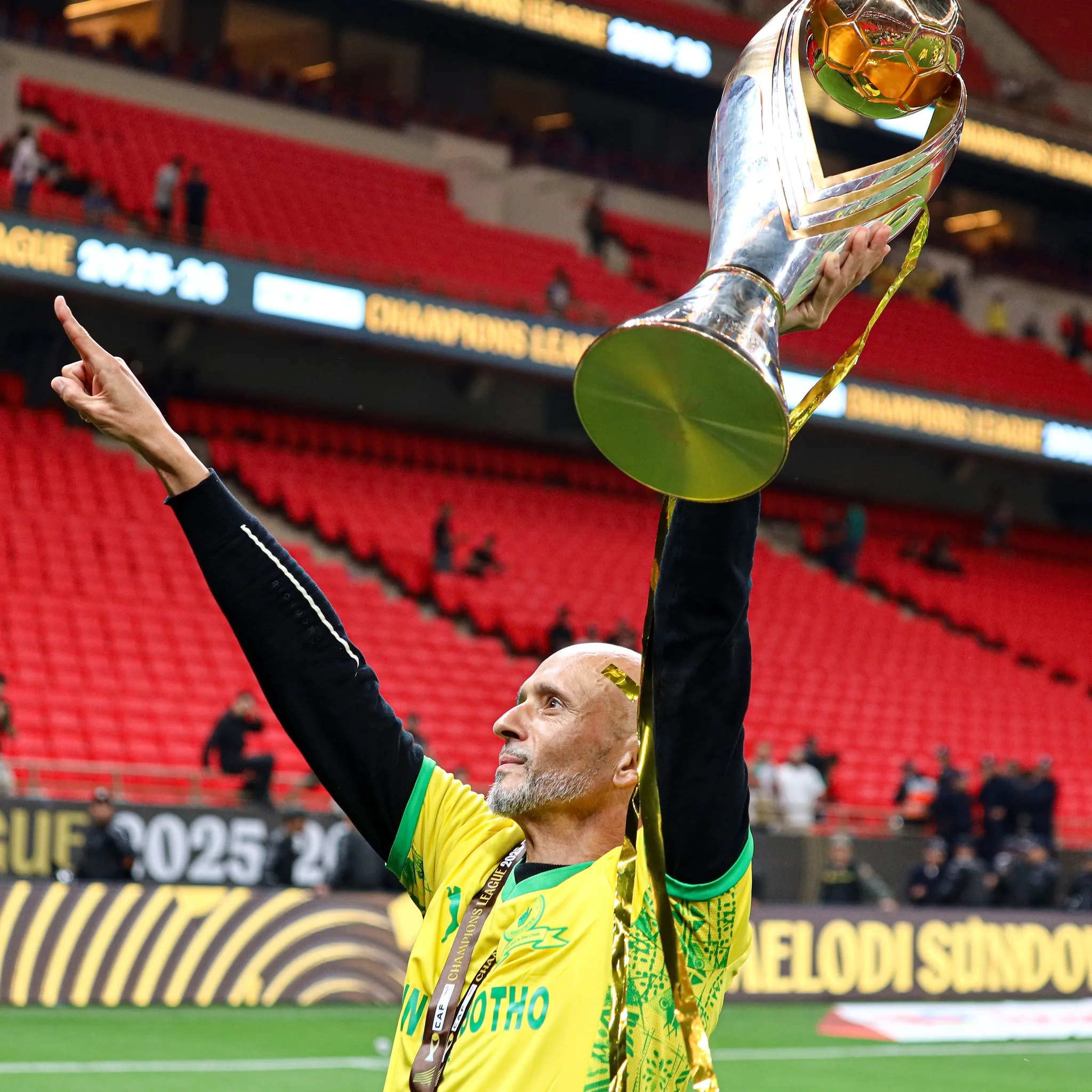 Cardoso Drops Future Bombshell After Historic Sundowns African Glory 4 Miguel Cardoso with Champions League trophy
