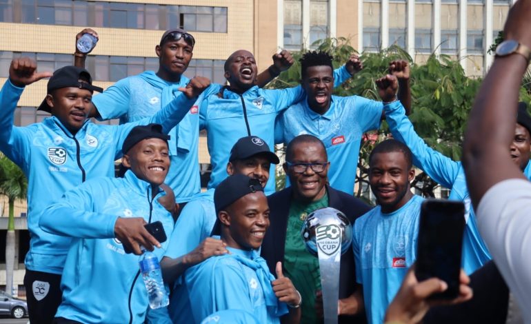 "I Was Retrenched": Nodada Opens Up On Emotional Nedbank Cup Triumph After Career Low 2 Thabo Nodada, Terrence Mashego and rest of City players
