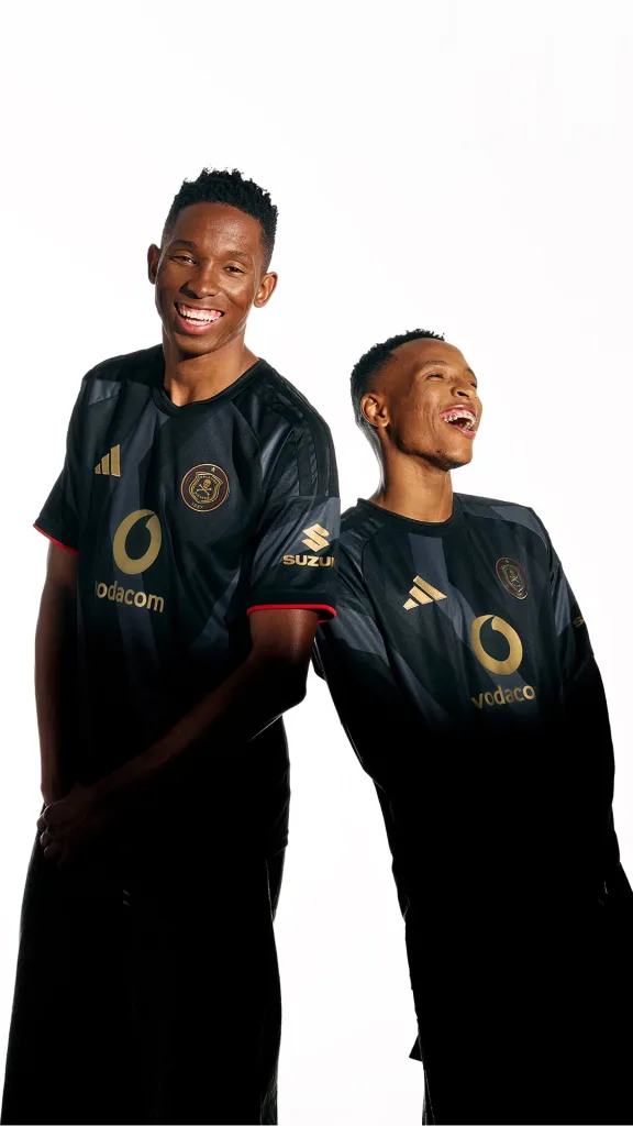 Pirates Unveil New Adidas Kits After Historic Title Triumph 1 Thalente Mbatha and Mofokeng modeling the 2026 27 kit