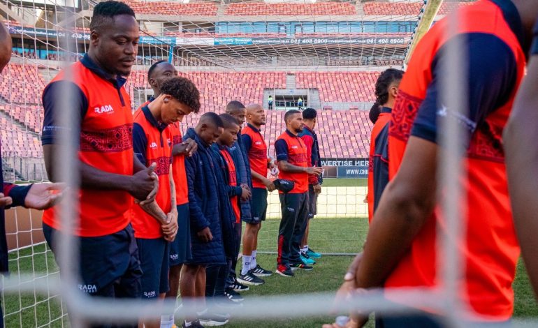 Star Defender Abruptly Quits Chippa Despite Remaining Contract 2 Chippa United players assessing the pitch