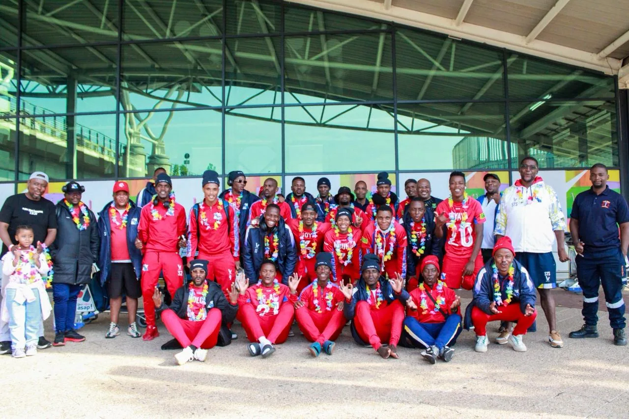 Milford FC Receive Heroes' Welcome At King Shaka International Airport After Promotion 3 Milford team at airport