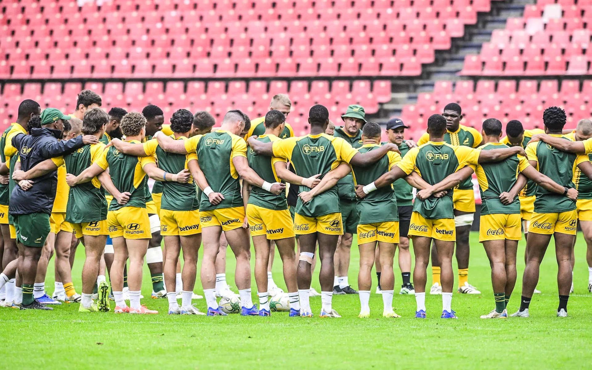 Springboks forming the hurdle
