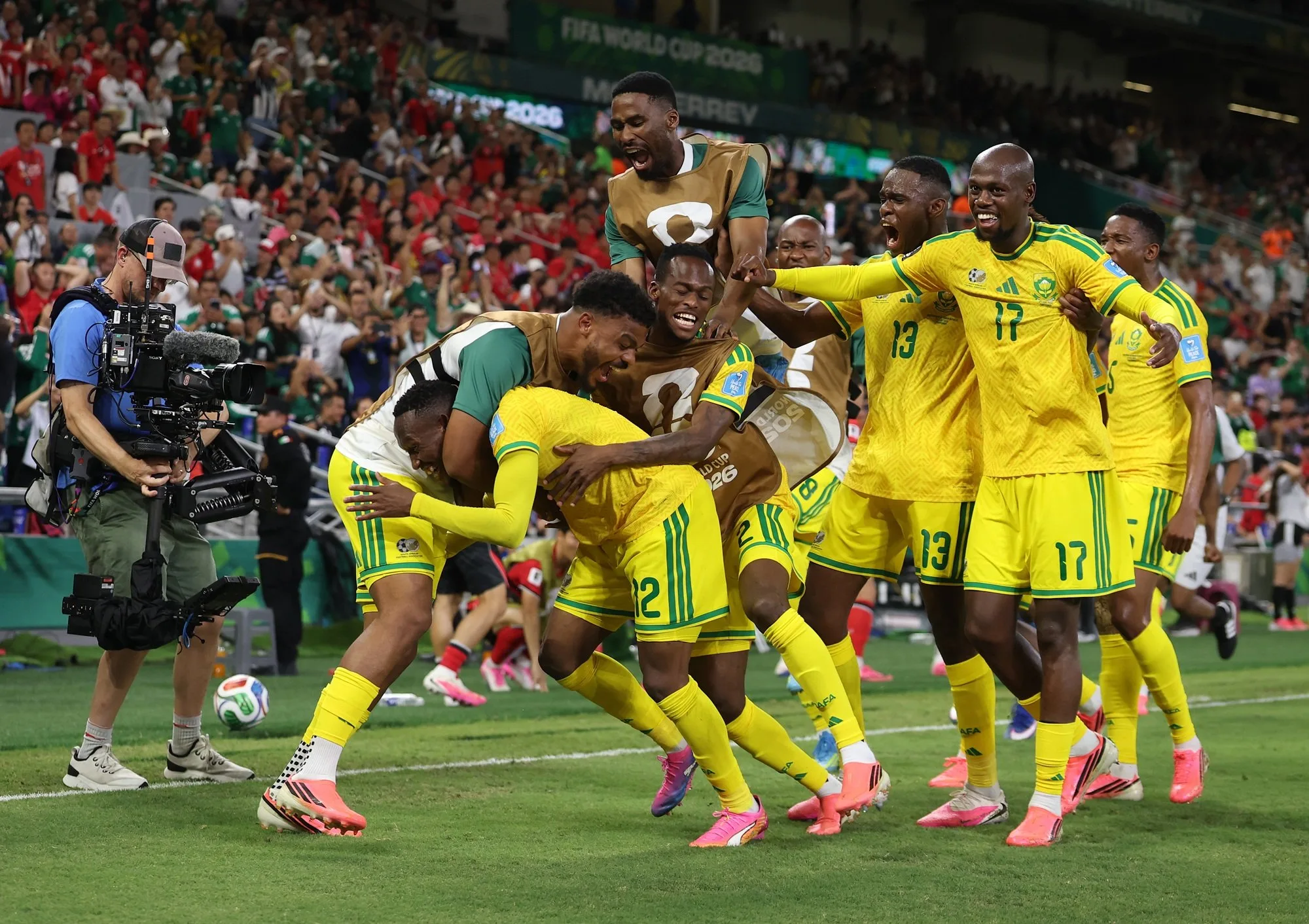 Thapelo Maseko celebrate the winning goal against South Korea