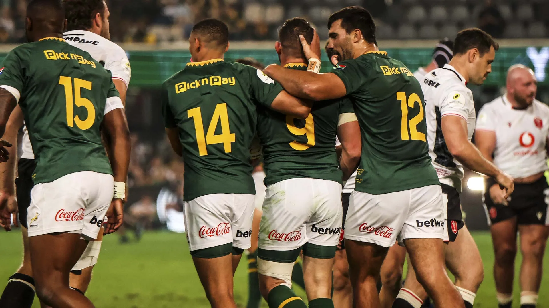 Erasmus Reveals Unorthodox 'Split Squad' Masterplan After Springboks Nil Wales 6 Aphelele Fassi, Jaco Williams, Cobus Reinach, and Damian de Allende against Wales