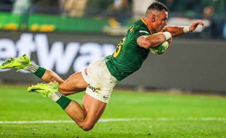 "Never Any Panic": Pieter-Steph du Toit Reveals the Halftime Fix That Saved The Boks At Loftus 3 Jesse Kriel scoring against Scotland