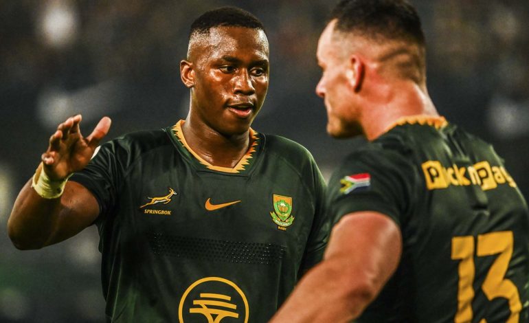 Sacha To Return As Erasmus Fast-Tracked Vusi Moyo Into The Flyhalf Fire 2 Vusi Moyo and Jesse Kriel against Wales in Durban