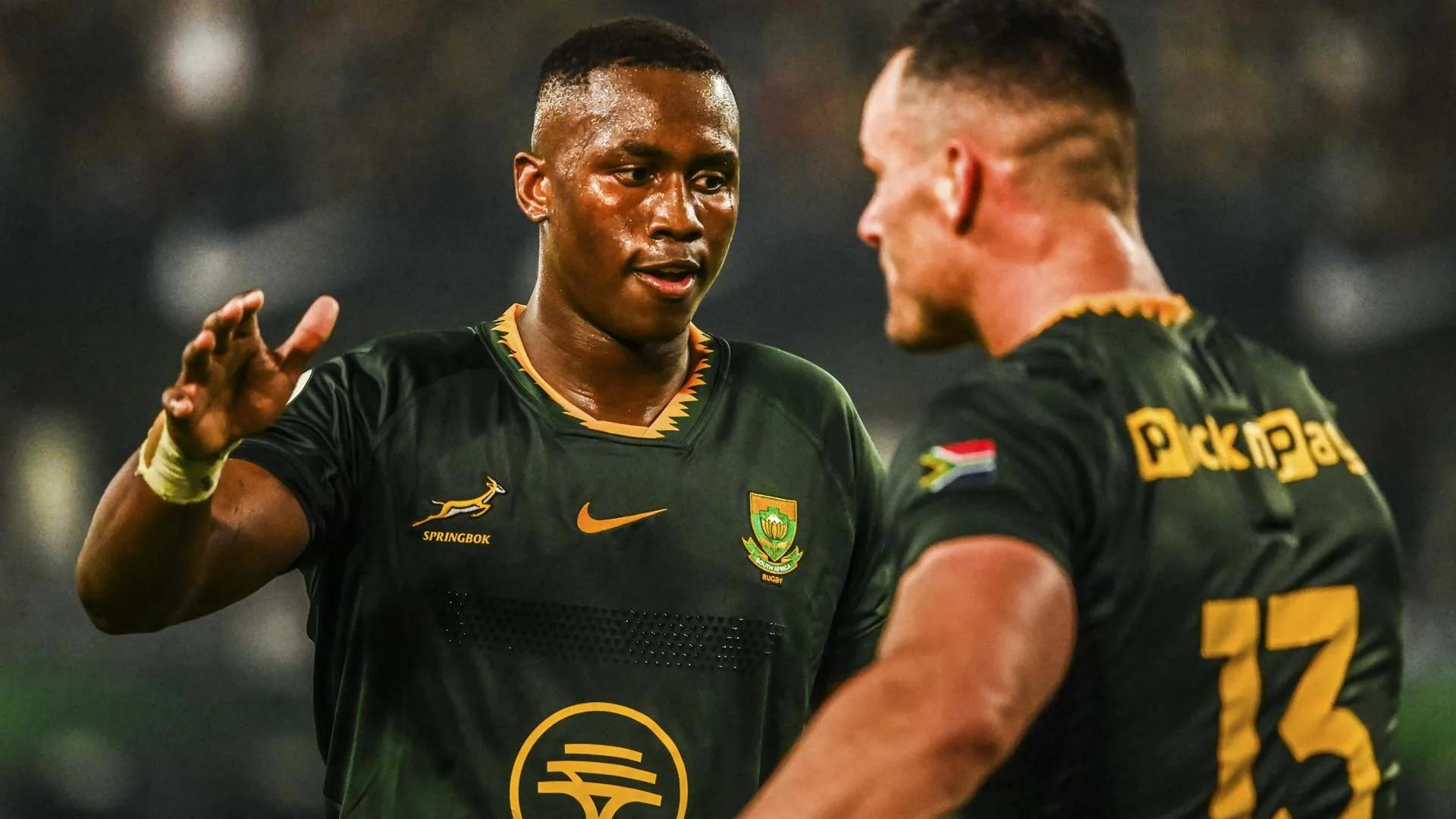 Sacha To Return As Erasmus Fast-Tracked Vusi Moyo Into The Flyhalf Fire 6 Vusi Moyo and Jesse Kriel against Wales in Durban