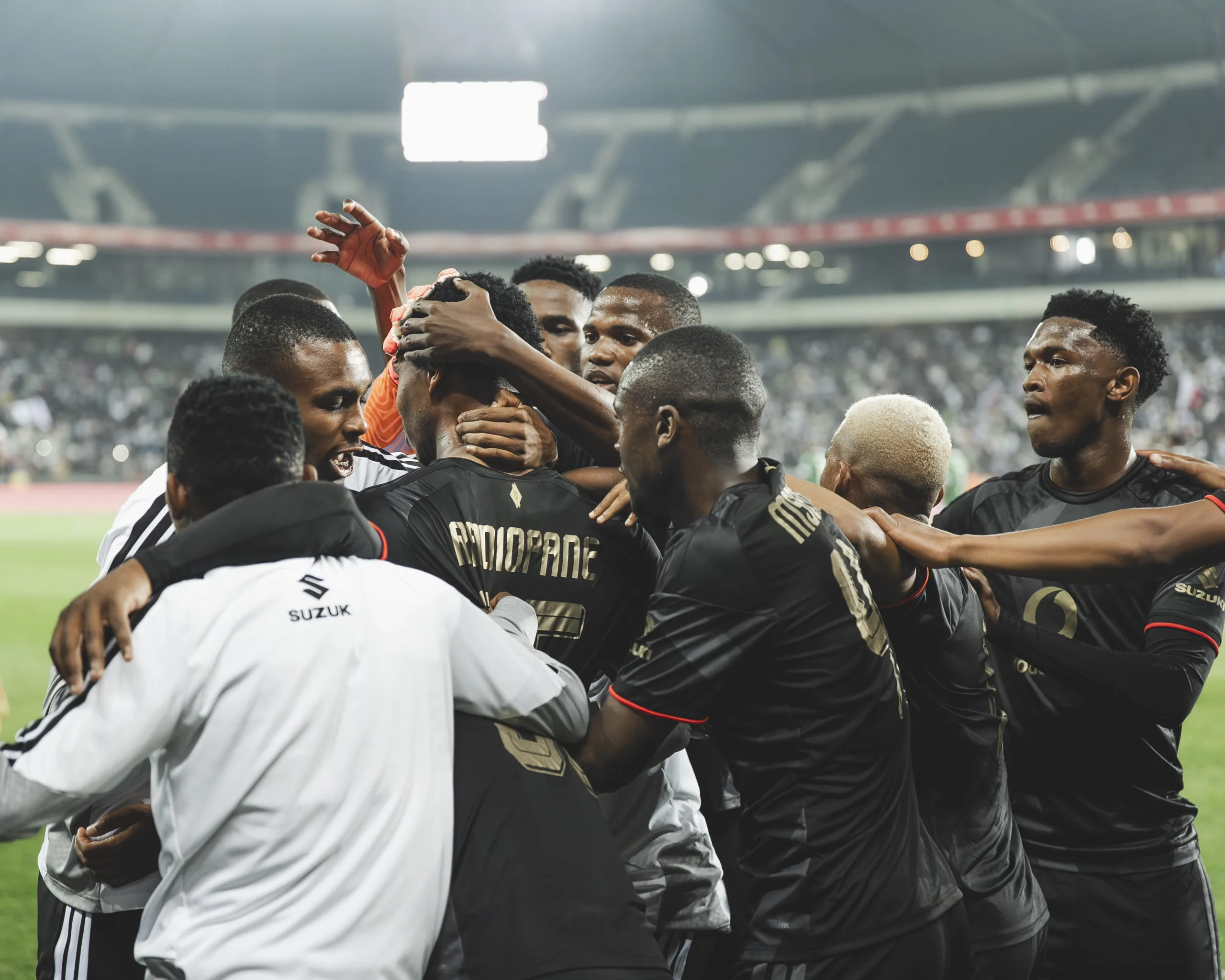 Boitumelo Radiopane celebrate against Sekhukhune United