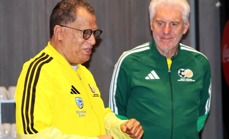 Danny Jordaan and Hugo Broos