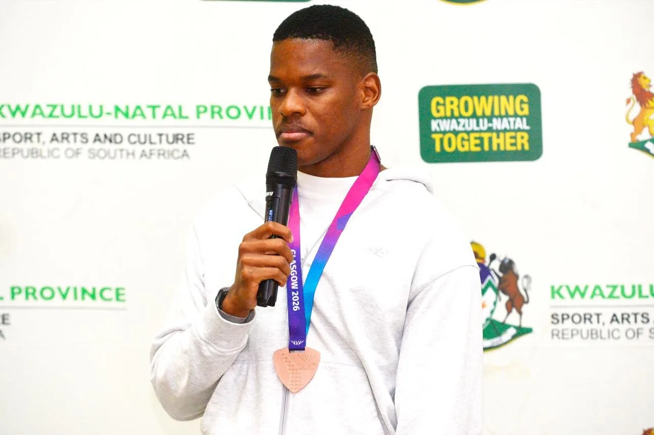 Commonwealth Medalist Returns Home To Rousing KZN Reception 3 Zakithi Nene on his arrival