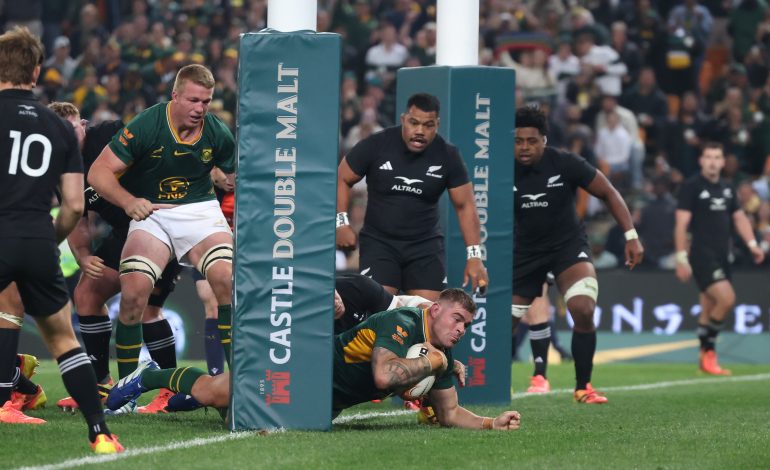 Springboks Break Soweto Hoodoo With Historic Victory Over All Blacks 1 Malcolm Marx scoring at FNB Stadium against ABs