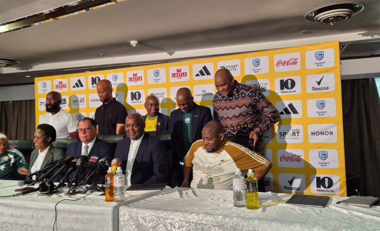 Mosimane Re-Unites With Former Sundowns Ally To Complete Bafana Backroom 2 Pitso Mosimane with Desiree Ellis, Jordaan and his team