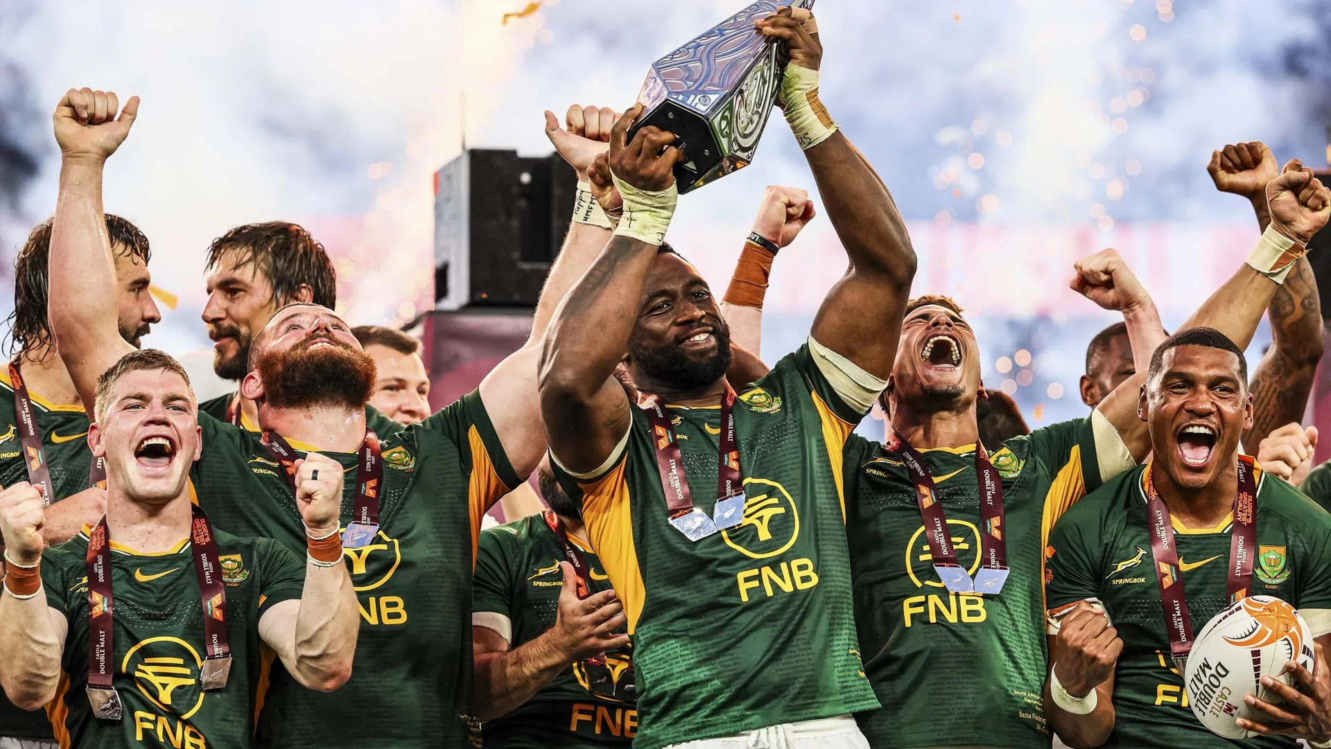 Springboks Hailed After Rugby’s Greatest Rivalry Triumph 3 Siya Kolisi holding Rugby's Greatest Rivalry