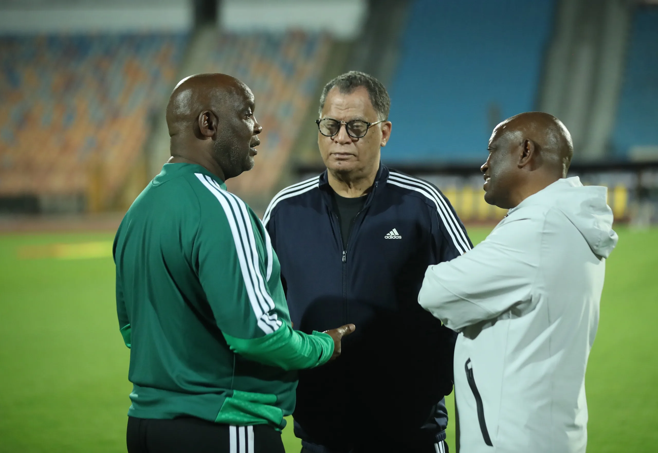 "We Have Not Arrived": Mosimane Issues Strict Warning Despite Perfect 3-Win Start 3 Pitso Mosimane and Danny Jordaan in Egypt