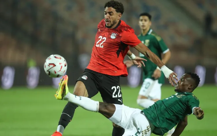 Dithejane Capitalizes On Goalkeeper Howler As Bafana Stun Egypt 1 Thabang Matuludi battling with Omar Marmoush against Egypt